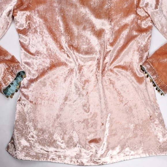 New Soft Surroundings Peach Viscose Blend Velour Boho Dedazzled Camisole Sz S - Picture 14 of 16